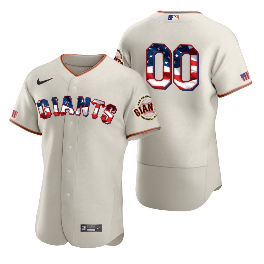 San Francisco Giants Custom Men Nike Cream Fluttering USA Flag Limited Edition Authentic MLB Jersey->customized mlb jersey->Custom Jersey